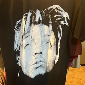 Graphic Black T-Shirt with White Portrait